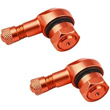 2PCS 90 Degree Motorcycle Tire Valve Stems, Aluminum Alloy CNC Motorbike Tyre Air Stem, Diameter 10mm 11.3mm Motorcycle Tire Valve, Compatible with FZ1 FZ6 FZ6R FJR1300A Orange
