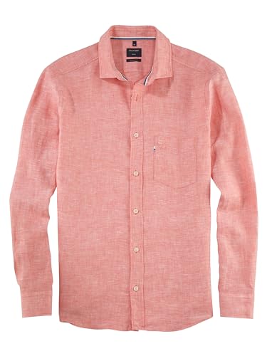 OLYMP Herren Freizeithemd Langarm Casual,Einfarbig,Regular fit,Kent-Kragen,Rose 30,L