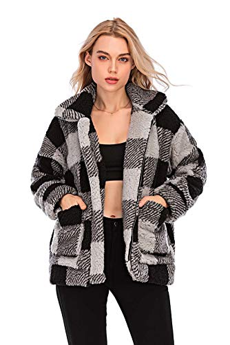 Comeon Women's Fuzzy Faux Fur Coat – Oversized Wool-like Outerwear