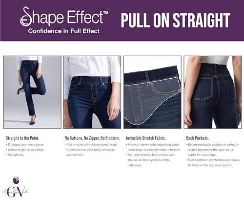 Gloria Vanderbilt Womens Shape Effect Pull On High Rise Straight Leg Jeans, Black Rinse, 6 US by Gloria Vanderbilt - Used condition - Image 3