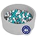 Produktbild SELONIS Bällebad Bällepool Für Baby Kinder 90X30cm/Ohne Bälle Rund, Hellgrau: Grau/Weiß/Türkis