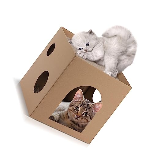 SUNCN 猫 爪研ぎ 爪とぎ ダンボール キャットハウス ダンボール 猫つめとぎ 運動不足 ストレス解消 高密度 耐久 通気 箱型 キャット 猫の爪とぎ 爪とぎ 段ボール
