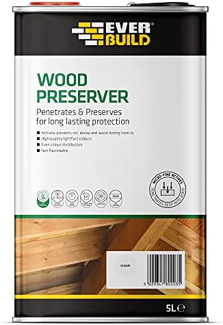 Everbuild Wood Preserver | Penetrates and Preserves for Long-Lasting Protection - Suitable for Sheds, Trellis, Pergolas and Gazebos - 5 Litre - Clear