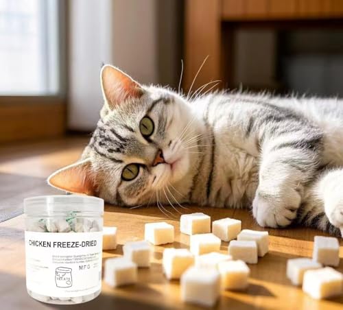 Fangool 1.8oz,Chicken Freeze Dried,Granules,Freeze-Dried Raw Chicken,Cat Treats Healthy Pet Training Treats or Food Topper,High Protein