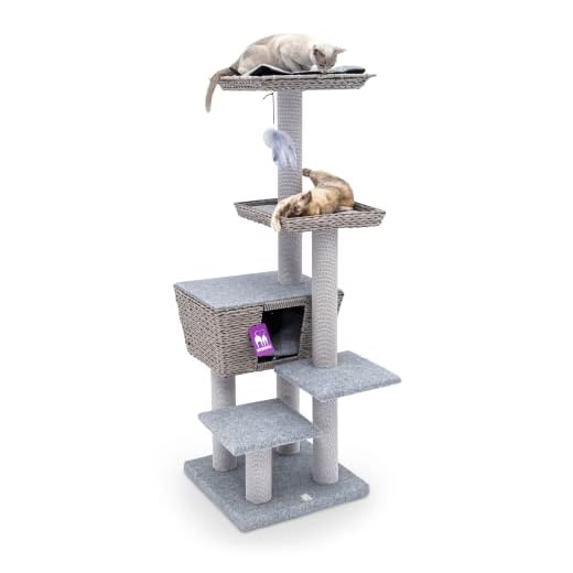 Petrebels Krabpaal: 15x Duurzaam Design voor Gelukkige Katten 11 Petrebels Caribbean Love Natuurlijke krabpaal, 141 cm hoog, kleur: grijs