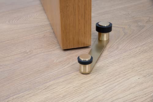 Swivel Retainer Door Stop | For Door Up To 100 Mm Thickness | Black Rubber | Brass | Matte Finish | Includes Screw + Plug | Evi Hardware #TOP3