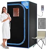 SereneLife Portable Infrared Sauna - for Home & Outdoors, Personal Sauna Tent- 35.4"x35.4"x70.9", Includes Chair, Heated Foot Pad & Remote Control