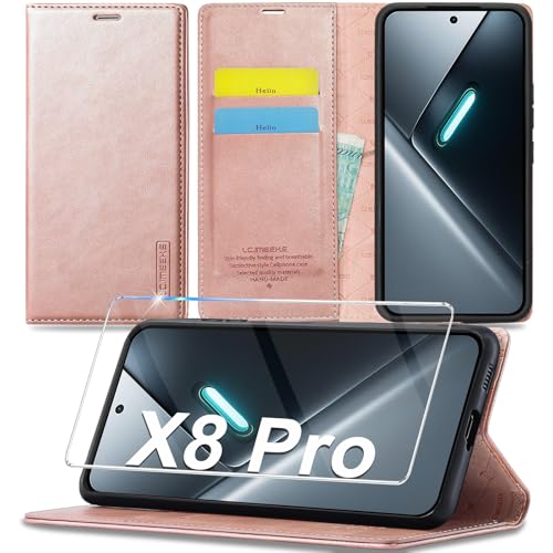 Étui pour Xiaomi Poco X8 Pro Ailicici en cuir noir avec protège-écran