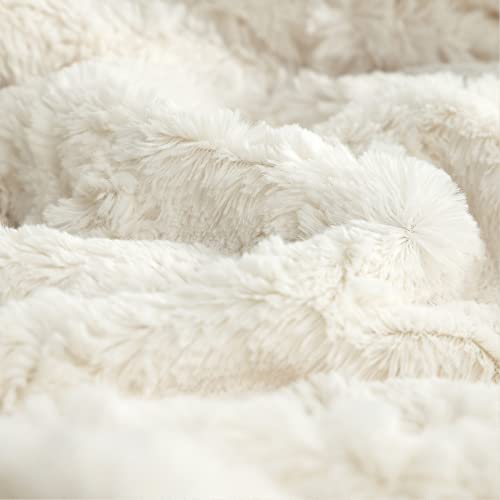 Toonow Fuzzy Blanket Cozy Faux Fur Luxury Throw Blanket, Extra Soft, Double Sided, Fluffy, Plush Warm Throw Blanket For Couch Sofa Bed, 51''X67'' (White) #TOP3