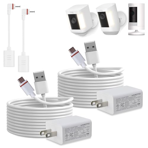 KAROTTO 10Ft Charging Cable with Adapter for Ring Camera,Ring Power Cord for Stick Up Cam Battery 3rd Gen,2nd Gen and Spotlight Cam Battery -2PACK