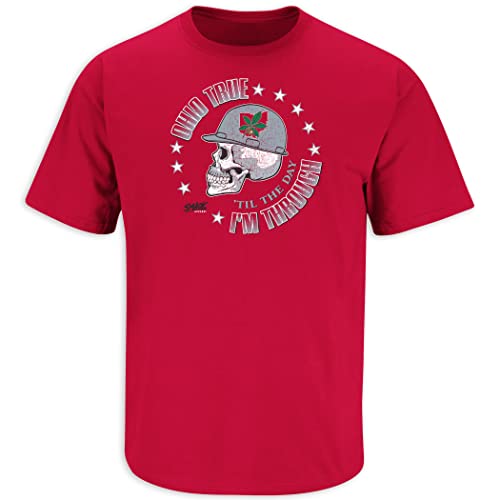 Ohio True Skull T-Shirt for Ohio State College Fans (SM-5XL) (Red Short Sleeve XX-Large)