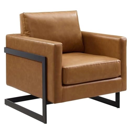 Sillón Plegable Cuero Vegano Negro Marrón