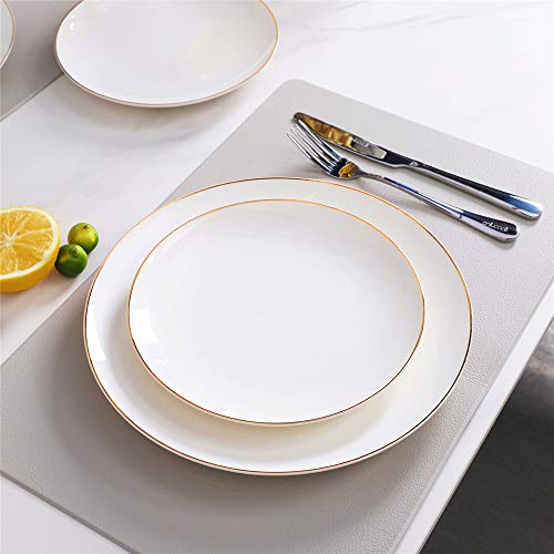 Gsain 8” Porcelain Appetizer Plates With Golden Rim, Ceramic White Round Dessert Serving Plate For Bread,Dessert,Snack,Salad And Finger Food (Set Of 6) #TOP2