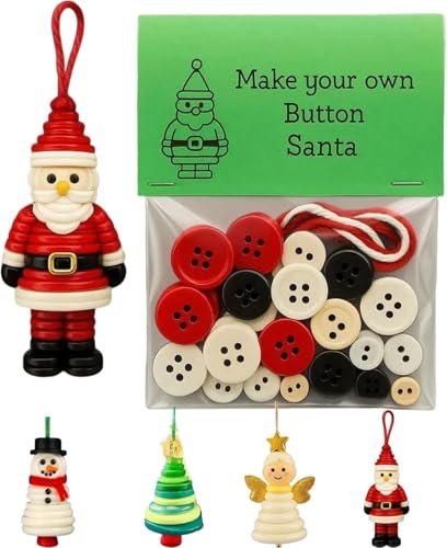 DIY Christmas Button Ornament Making Set,4Pcs Craft Buttons Kit with...