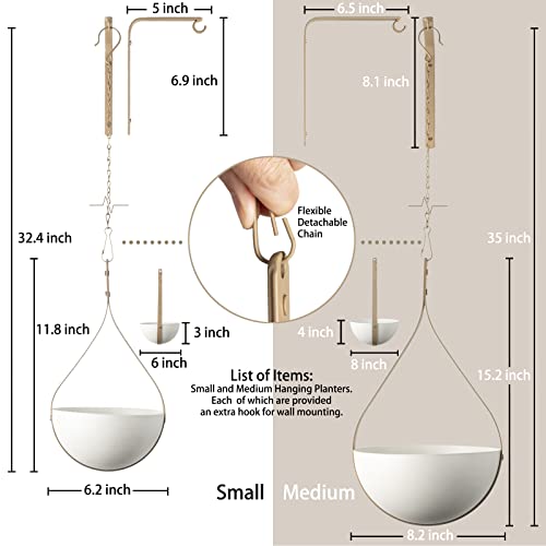 Hajia 2 Pack Waterdrop Shaped Boho Hanging Planter, Metal Plant Hanger For Indoor And Outdoor Plants, Beige Hanging Plant Holder For Wall And Ceiling Decor.(No Plants Or Drainage Holes) #TOP2