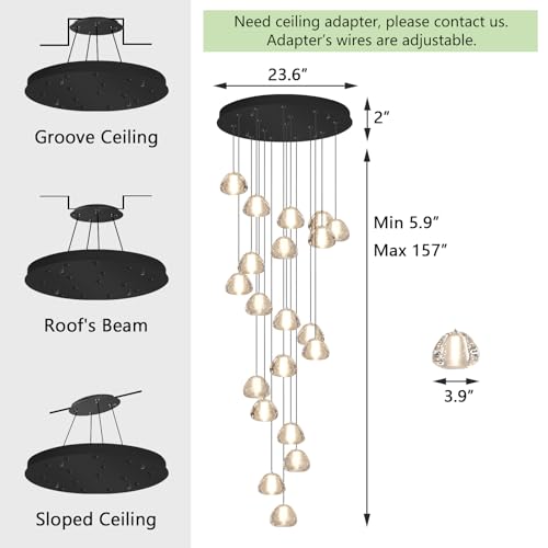Image of Modern Crystal Chandeliers LED Ceiling Lighting Foyer Large Ceiling Light for Staircase Living Room Hallway Entryway