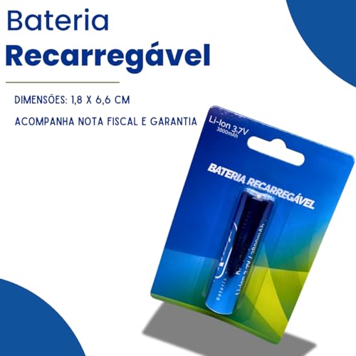 Bateria Recarregável 3.7V 3800mAh Ideal para Lanternas e Equipamentos Portáteis