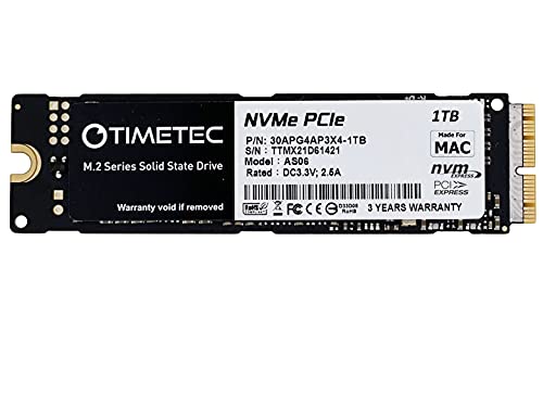 Imac Pro Timetec 1TB Mac SSD NVMe PCIe Gen3x4 3D NAND TLC Lectura hasta 1900MB/s Compatible con Apple MacBook Air 2013-2015, 2017,...