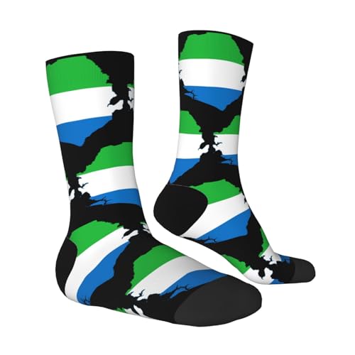 Flag Map of Sierra Leone Socks For Men Women Outdoor Sports Running Hiking Wicking Crew Socks3