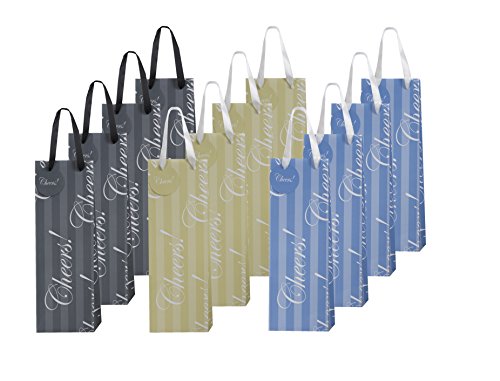 12 Piece Elegant Wine Bags “Cheers”, 3 Assorted Colors