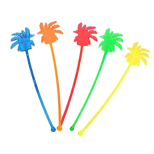 NAMOARLY 50Pcs Colorful Coconut Tree Drink Stirrer Sticks Plastic Swizzle Sticks for Cocktails Beverages and Parties Accessories