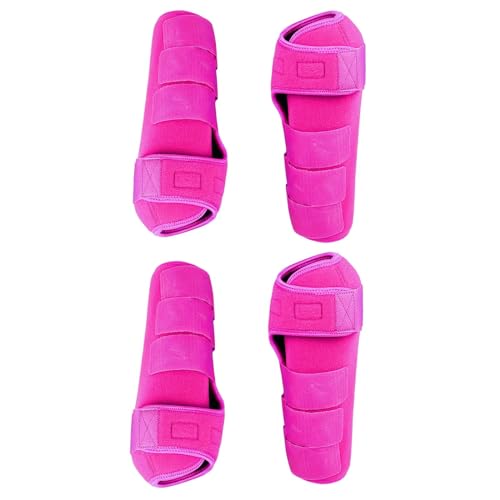 Colcolo 4-teiliges Pferdestiefel-Beinschutz-Set, verstellbar, bequem, Neopren, wiederverwendbar, atmungsaktiv, Pferdeschutz-Set, Beinausrüstung für unsere Tür, ROSA, m