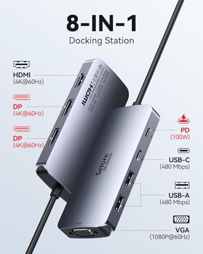 Image of USB C Docking Station Dual DisplayPort Monitor USB C Hub DisplayPort