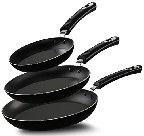 Comparison: Best Melina Non Stick Cookware Set 3 7 Utopia Kitchen Nonstick Cookware 3 Piece Set, Nonstick Frying Pans with Induction Bottom, 8, 9.5 & 11 Inches Frying Pans with Bakelite Handles, PFOA Free, Black