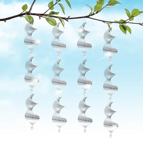 Reflective Bird Deterrents for Outside – Bird Repellent Devices Outdoor – 3D Wind Spinners Outdoor Garden Decor –4 Set Bird Repellent to Keep Woodpecker & Pigeons Away from Window Roof (Style 1) by ROCKFEELTEE - Used condition - US$20.89