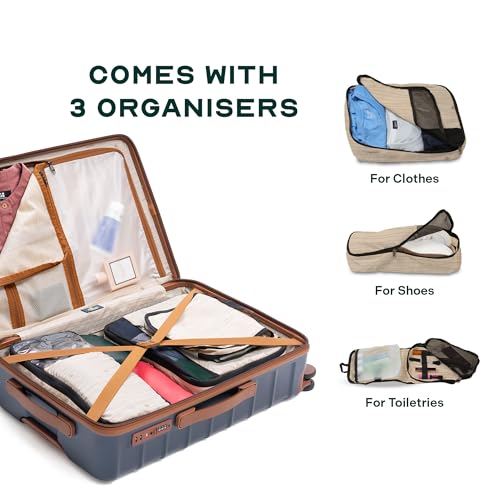 Image of Assembly Cabin Suitcase with8 Spinner Wheels & TSA Lock, Polycarbonate Hard Shell Carry On Luggage for Weekend Getaways, Blue, 20-Inch