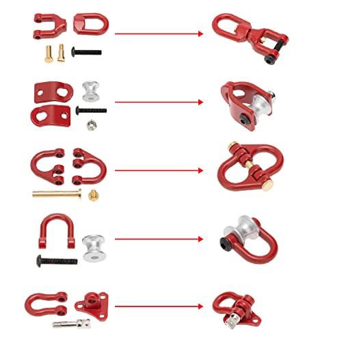 Treehobby Metal Tow Hook Recovery Shackle Winch Pulley Ring Buckle Rescue Hook Horseshoe Buckle Compatible With 1/10 Axial Scx10 Wraith Capra Trx4 Trx6 D90 Redcat Mst Rc Car（Red） #TOP1