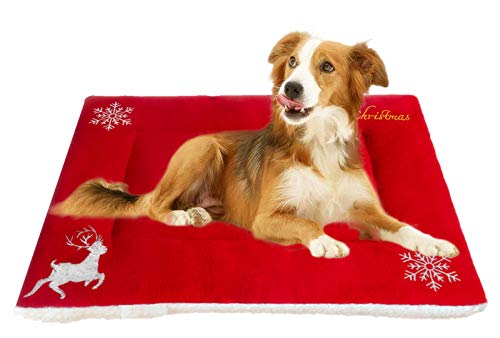 Moonpet Haustierbett mit weihnachtlichem Weihnachtsmotiv für Katzen und Hunde, superweich, warm, dick, maschinenwaschbar, hautfreundlich, für kleine, mittelgroße und große Hunde Cover