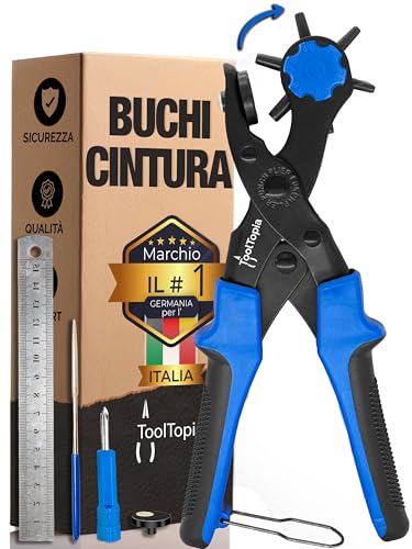 Pinza fustellatrice per cinturini orologi [SET COMPLETO] | Macchina per buchi cintura in pelle, carta, stoffa, Biothane e altro. Macchinetta buca cinture, perforatore con leva di comfort