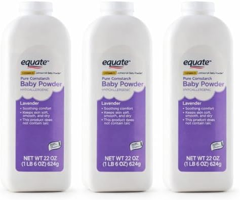 Equate Baby Pure Cornstarch Baby Powder – Hypoallergenic, Lavender & Talc-Free – 22 oz Each, Pack of 3 (Total 66 oz) image 3