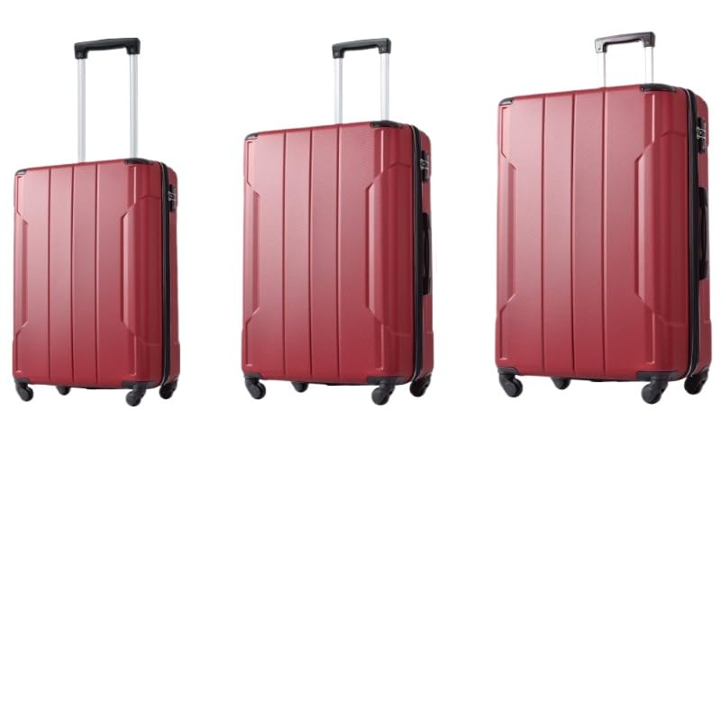 Luggage Sets 3 Piece, Expandable Hard shell ABS Suitcases with Double Spinner, Travel luggage Set with TSA Lock (20/24/28inch, Red)