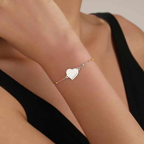 Image of DS Mother Daughter Bracelets Set,18K Gold Plated Stainless Steel Heart Jewelry for Women Girls,Mothers Day Gifts for Mom /Daughter,Adjustable Matching Bracelets for Mommy and Me gift box packaging