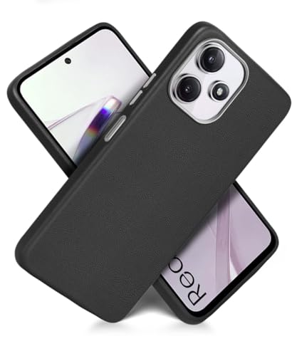 Image of WOW IMAGINE Leather Fabric Soft TPU Back Cover for Mi Redmi 12 5G | Redmi 12 4G | Poco M6 Pro 5G (Black)