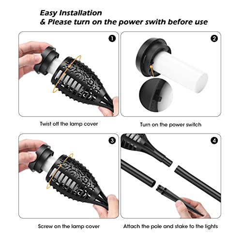 Reegold Solar Outdoor Flame Torch Lights: Led Tiki Torches With Flickering Flames For Christmas Halloween Garden Yard Patio Decor | Ip65 Waterproof Landscape Lights With Auto On/Off | 6 Pack #TOP4