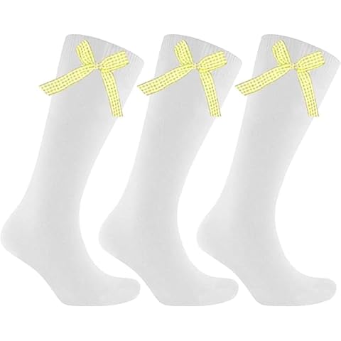 REEVE Girls' Gingham Bow Knee High Socks Cover