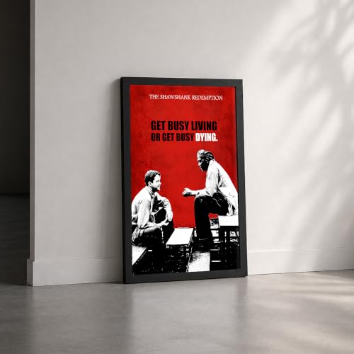 Image of Inspirational Prison Escape Premium Framed Wall Poster (12x18 Inch) | Motivational Friendship & Perseverance Wall Art | Black White & Red Vintage Decor for Man Cave, Bedroom, Office & Workspace | Ready-to-Hang Frame