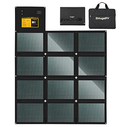 BougeRV 100W CIGS faltbares Solarpanel, Solarpanel mit 360° flexible Zelle, Super Leichter 100w Solarmodul mit MC4-Stecker, Photovoltaik Panel, Solaranlage für Powerstation, Balkon, Wohnmobil, Camping Cover