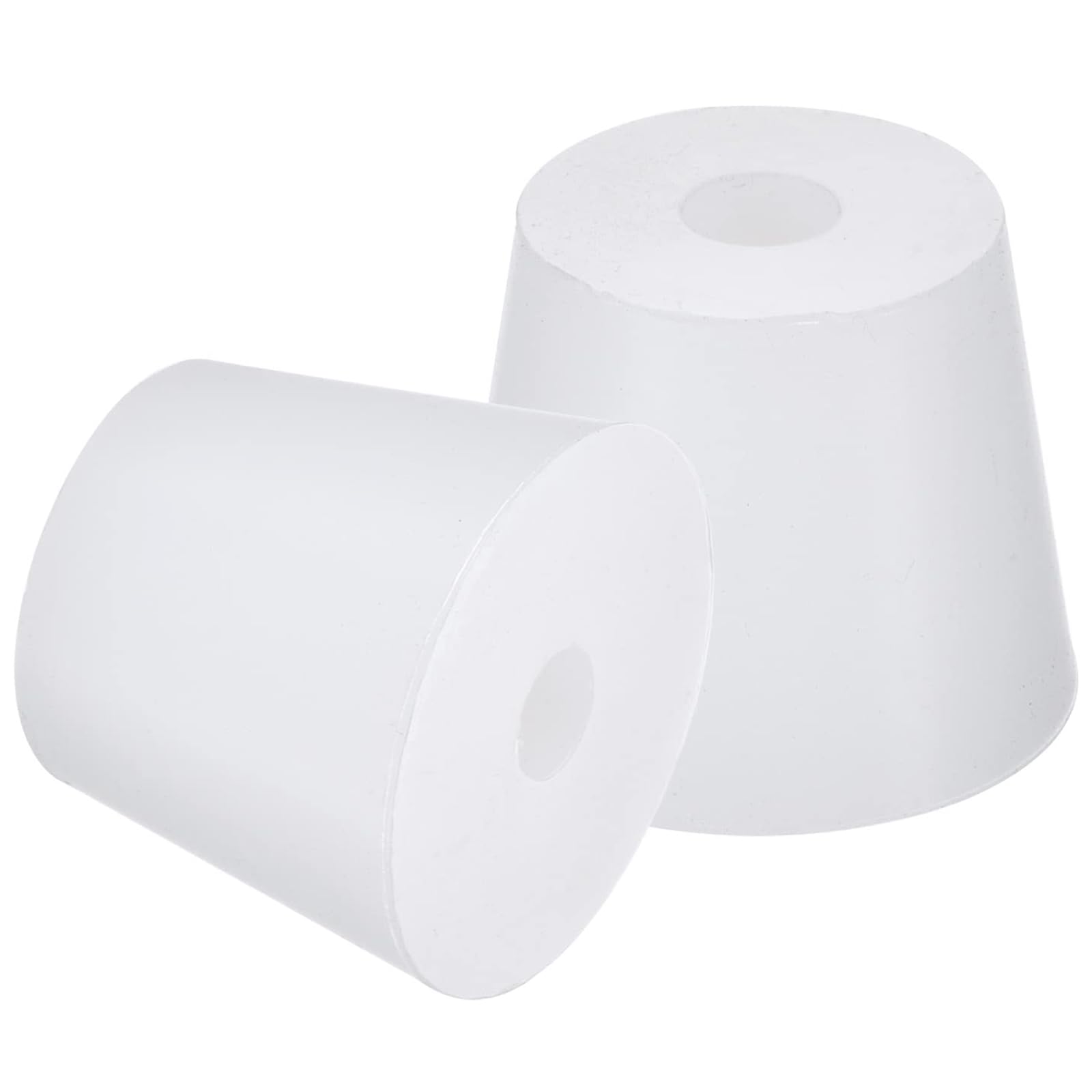 TOP-VIGOR 2Pcs Rubber Tapered Plug, 25mm to 33mm Drilled Silicone Stopper, Tapered Seal Rubber Stoppers Lab Plug with Hole Test Tube Bungs for Lab Home Flasks Glass Containers Test Tube, White — image 1