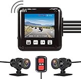 VSYSTO All Waterproof, 150 Degree Fish Eye, Motorcycle Dash Cam Recording Camera DVR, with 2'' Screen, IMX307 Shimmer Night Vision Dual 1080P Front and Rear Camera Driving Recorder for Motorcycle Bike
