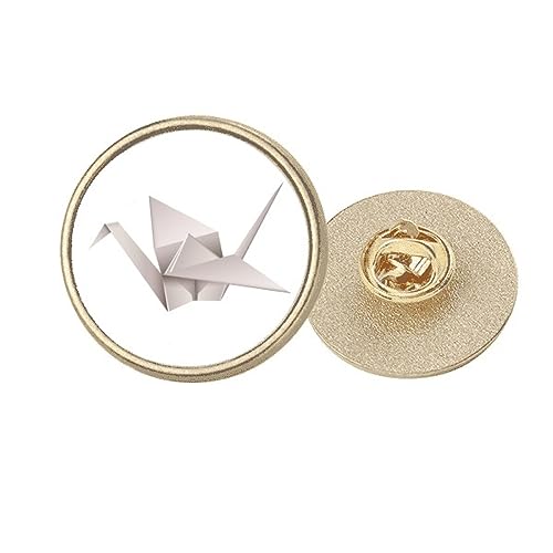 Broche ronde grue origami en métal doré géométrique M un bijou de créateur raffiné