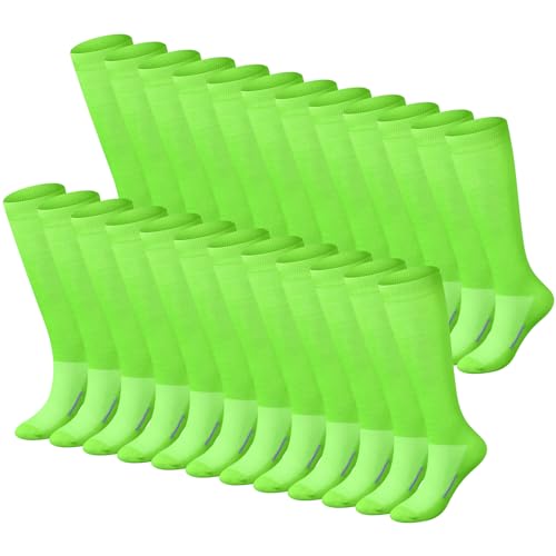 Haysandy 24 Pairs Soccer Socks Bulk Youth Football Unisex, Green, L