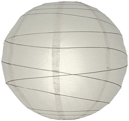 Luna Bazaar Paper Lantern (10-Inch, Free-Style Ribbed, Grey) - Rice Paper Chinese/Japanese Hanging Decoration - for Home Decor, Parties, and Weddings