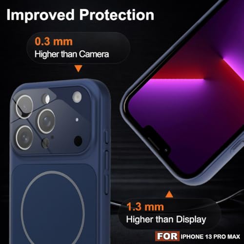 Image of SHINESTAR Premium Luxury Case Compatible with iPhone 13 Pro Max | Protective Back Cover with Camera Lens Safety | Wireless Charging Support | Slim Fit Durable Design | Enhanced Grip Protection Blue