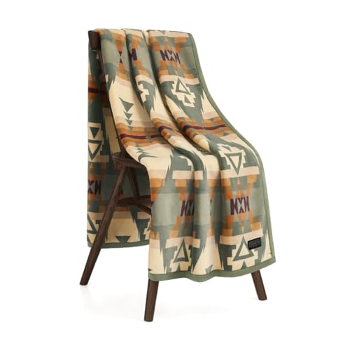 Pendleton Throw Blanket Soft Lightweight Decorative Blanket for Sofa Couch or Bed Cozy Fall Throw Blanket for Living Room or Bedroom Decor and Gifts for Women 50 x 70 (Green Multi)