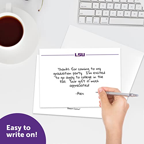 Image of Desert Cactus LSU 10 Pack Notecards Stationery Cardstock Tigers Geaux Louisiana State University Includes Envelopes Memo Party Thank You (Notecard 1a)