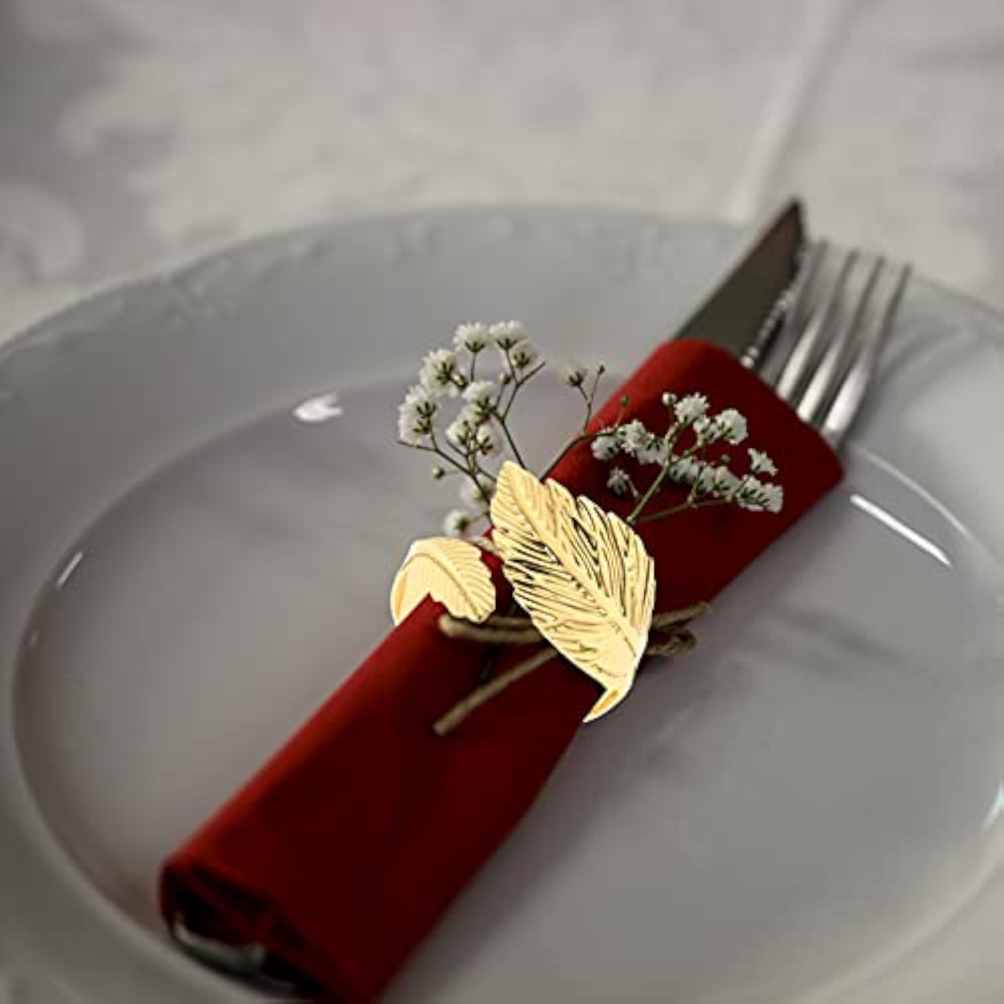Leaf Metal Napkin Rings for Weddings